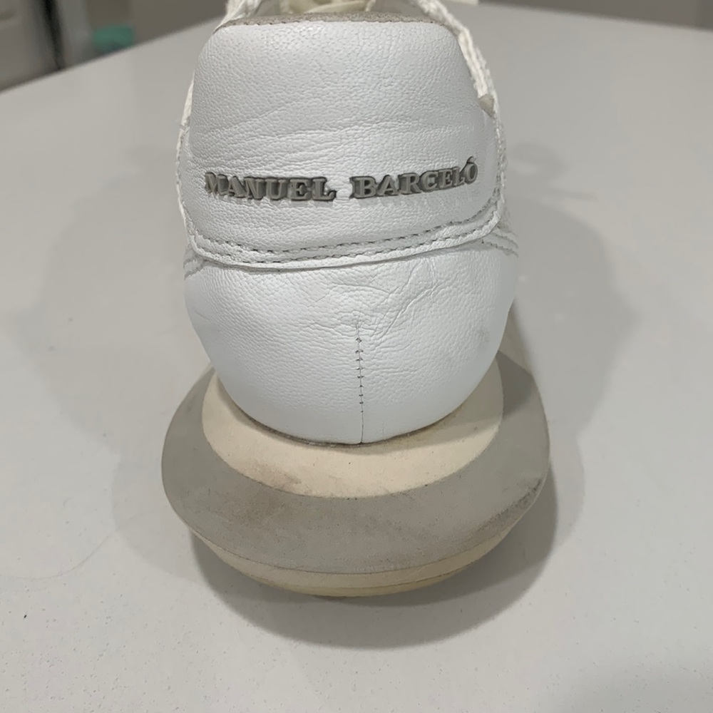 Manuel Barcelo Laval Napalin White Rafia Leather Sneakers